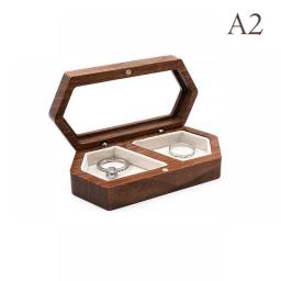 Walnut Wood Jewelry Box Engagement Wedding Ceremony Ring Storage Proposal Portable Ring Holder Rustic Wedding Ring Box