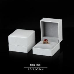 Wholesale Ring Earrings Jewelry Packaging Box For Business Superior Gift Necklace Ear Studs Bracelet Bangle Storage Box White