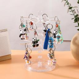 Acrylic Jewelry Organizer 2 Tier Rotating Jewelry Display Stand Spinning Necklace Tower Storage Rack For Earrings Watch Showcase