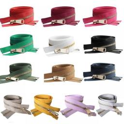 30/40/50/60/70/80cm 5# Mix-Color High Quality Open-end Auto Lock Gold Metal Zipper DIY Handcraft  Clothing Pocket Garment Shoes