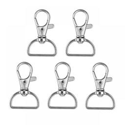 5Pcs Swivel Clasps With D Rings Lanyard Snap Hooks Keychain Clip Hook Metal Lobster Claw Clasps For Key Rings Crafting Sewing