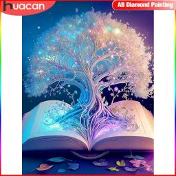 HUACAN 5D AB Diamond Embroidery Tree Painting Landscape DIY Full Square Round Mosaic Book Creative Hobbies Wall Decor