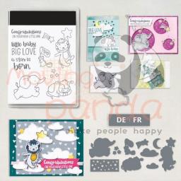 MP735 Cute Animals Lion Elephant Clear Stamps And Cutting Dies DIY Scrapbooking Supplies Silicone Stamps Dies For Cards Crafts