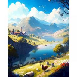 SDOYUNO Acrylic Painting By Numbers On Canvas Paint Kit Oil Handpainted Landscape Coloring On Numbers Wall Decor Diy Gift