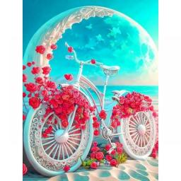 SDOYUNO Oil Painting By Numbers Heart Bicycle With Frame Drawing On Canvas Seaside Picture Coloring By Number For Home Decor
