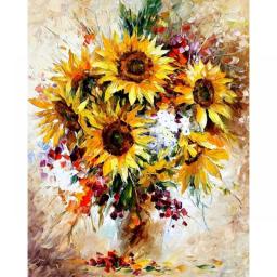 Sunflower Diy Painting By Numbers For Adults Kits On Canvas With Frame Handmade Acrylic Coloring Paint By Number Decoration Art
