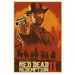 Red Dead Redemption 2 Game Poster Home Decor 30x45cm Retro Big KraftpaperStyle Wall Posters Vintage Internet Cafe Bar Decoration