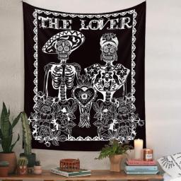 The Skull Lovers Tapestry Wall Hanging Aesthetic Background Cloth Sun Boho Decoration Home Art Tapiz For Bedroom Room Tapisserie