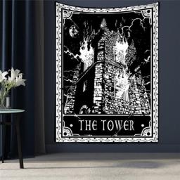 Black Tapestry Wall Hanging Psychedelic Sun Tarot Card Hippie Astrology Divination Witchcraft Background Wall Room Boho Decor