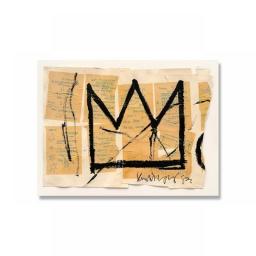 Abstract Canvas Painting Street Graffiti Wall Art Posters And Prints Yellow Black King Crown Wall Pictures For Living Room Decor