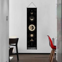 Moon Phase Tapestry Wall Hanging Botanical Celestial Floral Wall Tapestry Hippie Flower Wall Carpets Dorm Decor Starry SkyCarpet
