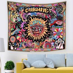 Psychedelic Tarot Trippy Sublime Sun Tapestry Wall Hanging Hippie Tapestries Mushroom Tapestry Aesthetic Room Home Decor