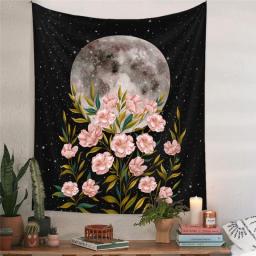Ins Psychedelic Flower Tapestry Home Bedside Decoration Cloth Bedroom Background Cloth Hanging Cloth Moon Garden Tapestry