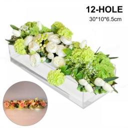 22 Holes Clear Acrylic Flower Vase Rectangular For Dining Table Wedding Decoration Rose Gift Box With Light Desktop Home Decor