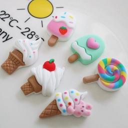 10 Pcs New Cute Mini Lollipop, Ice Cream Flat Back Resin Cabochons Scrapbook Diy Party Hairpin Accessories Decorate Craft