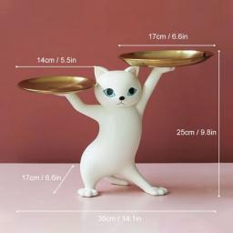 Nordic Resin Cat Statue Tray  Chic Home Office Table Decor And Storage Container For Keys And Candies Storage Sculpture Gifts