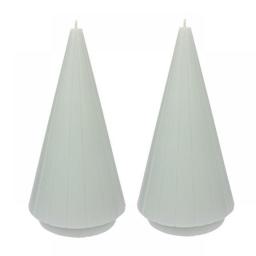 POPTOP 2-Pack Figural Everyday Modern Tree Candle, Cone-Shaped, Almost Aqua Color, Unscented