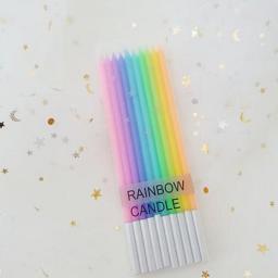 10pcs Long Rod Rainbow Candle Birthday Cake Candle Wedding Party Day Decoration Wishing Candle Party Supplies Atmosphere