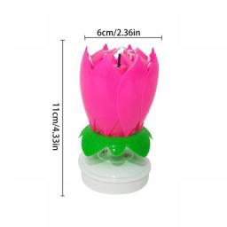 Cake Candle Electronic Rotating Lotus Decorative Candle Including 14 Candles For Children Birthday Party Decor