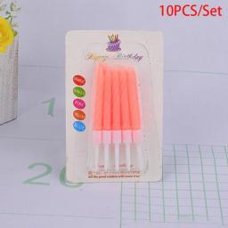 10pcs/set Thread Color Birthday Candles With Stand Cake Candle Event Party Supplies Wedding Party Decoration