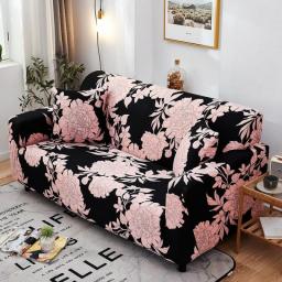 Universal Floral Sofa Cover Leaf Pattern Printed Stretch Slipcover For Sofa Durable Stretch Full Wrap Coushion Cover