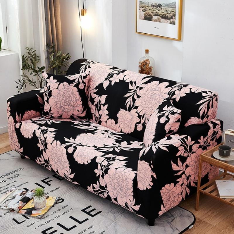 Universal Floral Sofa Cover Leaf Pattern Printed Stretch Slipcover for Sofa Durable Stretch Full Wrap Coushion Cover