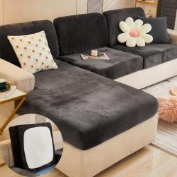 Velvet Sofa Cushion Cover Living Room Corner Sectional Sofa Seat Cover 200gsm Thicken Elastic Furniture Cushion Protector