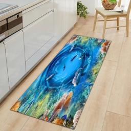 3D Ocean World Fish Carpet Kitchen Mat Entrance Doormat Bedroom Home Floor Decoration Living Room Carpet Bathroom Anti-slip Rug