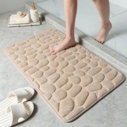 Cobblestone Bathroom Mat Non-slip Absorbent Bathroom Mats Memory Foam Bathtub Side Floor Rug Embossed Carpet Tapete Para Baño