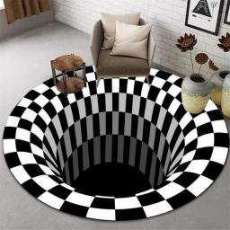 3D Vortex Illusion Optical Carpet Modern Black Hole Round Area Rug Geometric Anti-slip Living Floor Mat Room Decor Home Rugs