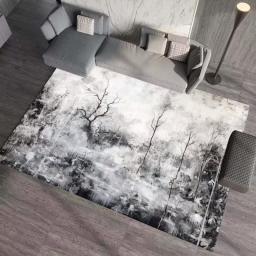 Hand Drawn Style Carpets For Living Room Grey Abstract Design Bedroom Floor Rug Large Area Mats Lounge Carpet Home Decoration