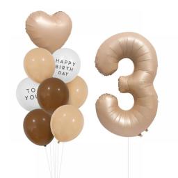 Caramel Heart Balloons Air Happy Birthday Baloons 1 2 3 4 5 6 Babyshower Number Foil Balloon Helium Baby Shower Kids Globos 1st