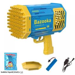 Hole Gatling Bubble Machine For Children Automatic Bazooka Bubble Gun Wit Color Light Electric Soap Bubble Maker Toy For Kids