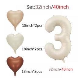 1set 32/40inch Cream/Caramel Color 1-9 Number Balloon Foil Helium Ball Girl Kids Adult Happy Birthday Party Decoration Wedding