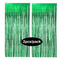 2 Pack Foil Curtain Silver Black Gold Rose Gold Glitter Shimmer Fringer Curtains For Birthday Wedding Party Backdrop Decorations