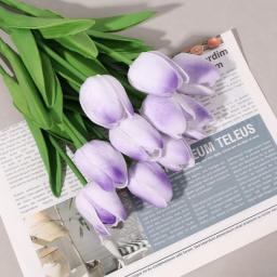 Artificial Flowers PU Tulips Lifelike Fake Flower Bouquet Floral For Wedding Party Decor Supplies Home Garden Ornament Gifts