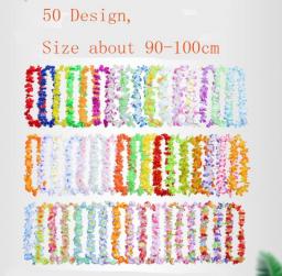 50/100pcs Tropic Hawaiian Leis Garland Artificial Flower Necklace Birthday Bridal Summer Party Hawaii Beach Decoration Supplies