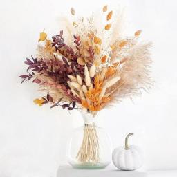 Natural Plant Dried Pampas Grass Bouquet Boho Reed Dried Flower Wedding Scene Photo Shoot Ornaments Thanksgiving Home Decoration