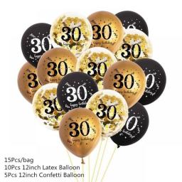 10Pcs Gold Black 18 30 40 50 60 Year Old Latex Balloons Happy Birthday Party Decor Anniversary Adult 30th 40th 50th 60th Supplie