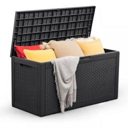 New Outdoor All-Weather 100 Gallon Resin Deck Box, Black Storage Organizer Home Organization And Storage