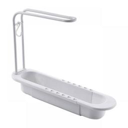 Telescopic Sink Drain Rack Soap Sponge Holder Self Adhesive Kitchen Paper Towel Holder Punch Free Roll Kitchen Acces