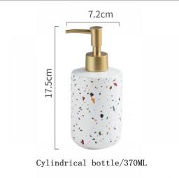 370/380/400ML Ceramic Terrazzo Pattern Hand Soap Bottle Portable Press Shampoo Lotion Bottle Bathroom Decoration Tool 1PCS