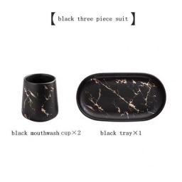 3 Pieces Luxury Ceramic Mouthwash Cup Tray Sets Household Couple Set Marble Brushing Cups Bathroom Accessories Decoration Tools