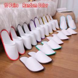 10 Pair Of Hotel Travel Slippers Sanitary Party SPA Hotel Guest Slippers Close Toe Men Women Disposable Slippers Bathroom Part