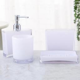 4Pcs/Set Bathroom Accessories Sets Plastic Square And Round Soap Dish Cups Lotion Bottle Soap Dispenser For Bathroom
