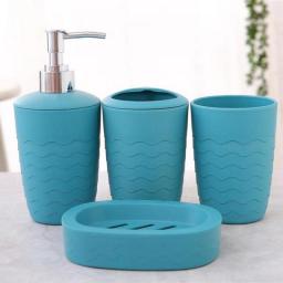 4Pcs/Set Bathroom Accessories Wheat Straw Eco-Friendly Soap Dish Dispenser Bottle Washroom Toothbrush Holder Cup Suit