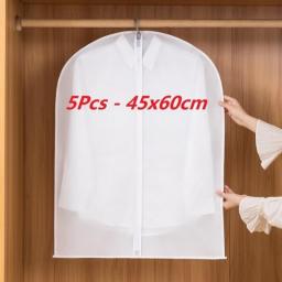 5pcs/set Transparent Clothing Covers Garment Suit Dress Jacket Clothes Coat Dustproof Cover Protector Travel Bag Dust Cover