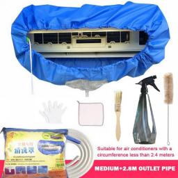 Large 3.2m Air Conditioner Cleaning Cover Double Layer Thickening Wash Mounted Protective Dust Cover Cleaner Bag Tightening Belt