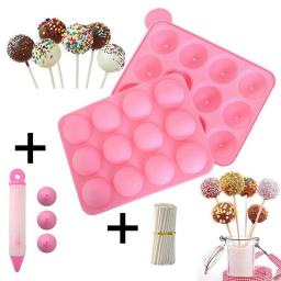 Cake Pop Mold Silicone Lollipop Maker Tool Baking Mould Candy Bar Moule Kitchen Accessories Decorating Tools With Pen Sticks