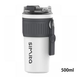 FEIJIAN 500ML Coffee Thermos Portable Thermos Car Mounted Coffee Cup With Lifting Rope Leak-Proof Non-Slip